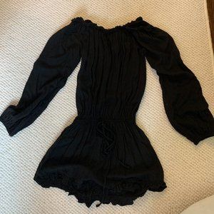 Black Over the Shoulder Romper